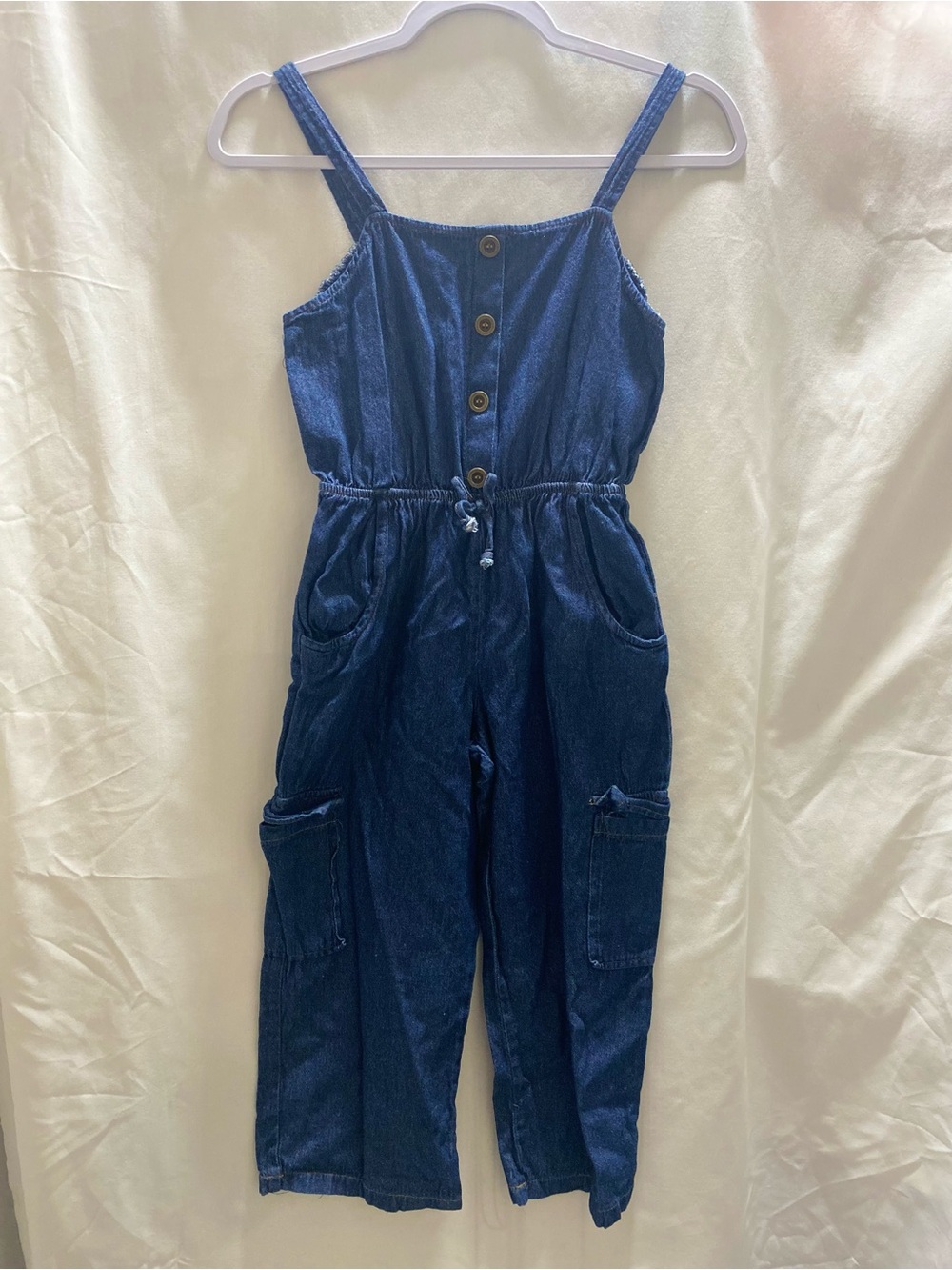 2Hip Blue Denim Sleeveless Button Front Jumpsuit w/Pockets Size 10 #Y2K #vintage